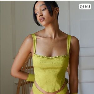Women’s fenty neon green Satin Bustier Corset Top
